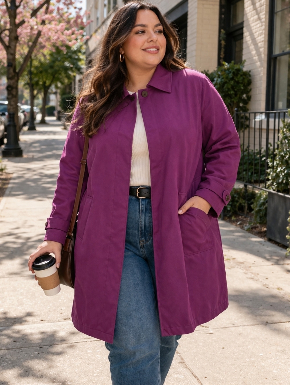 All Weather Purple Jacket Lined Chic Classic Trench Size 22W